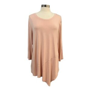 Logo Layers Lori Goldstein Tunic Top Asymmetrical Hem Size XL Long Sleeves